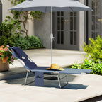 Folding Lounge Chair with Face Hole, Side Pocket and Strap, Grey
