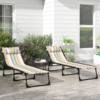2-Piece Folding Chaise Lounge Set with 4-Position Reclining Back & Breathable Mesh Seat for Poolside and Beach