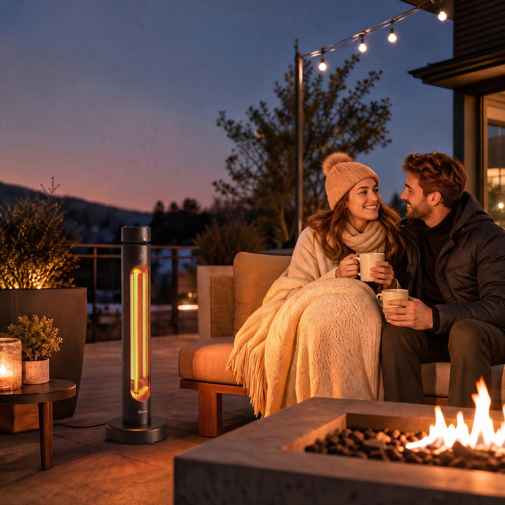 2000W Electric Infrared Patio Heater with Remote & Oscillation, 8H Timer, Black