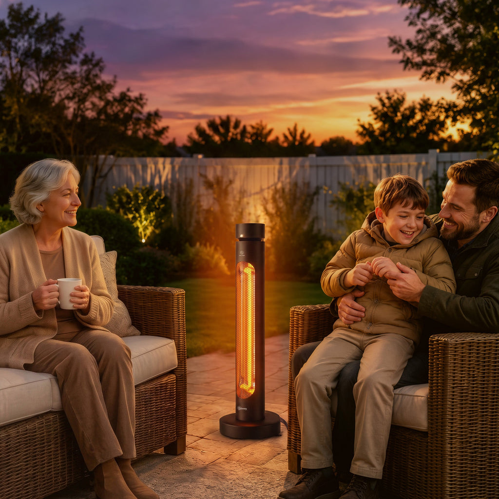 2000W Electric Infrared Patio Heater with Remote & Oscillation, 8H Timer, Black