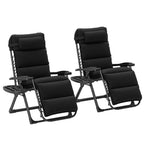 Set of 2 Zero Gravity Chairs with Cup and Phone Holder Tray, Black