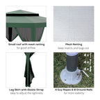 10' x 10' Canopy Tent with Mesh Netting and Double Tier Roof, Green