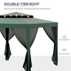 10' x 10' Canopy Tent with Mesh Netting and Double Tier Roof, Green