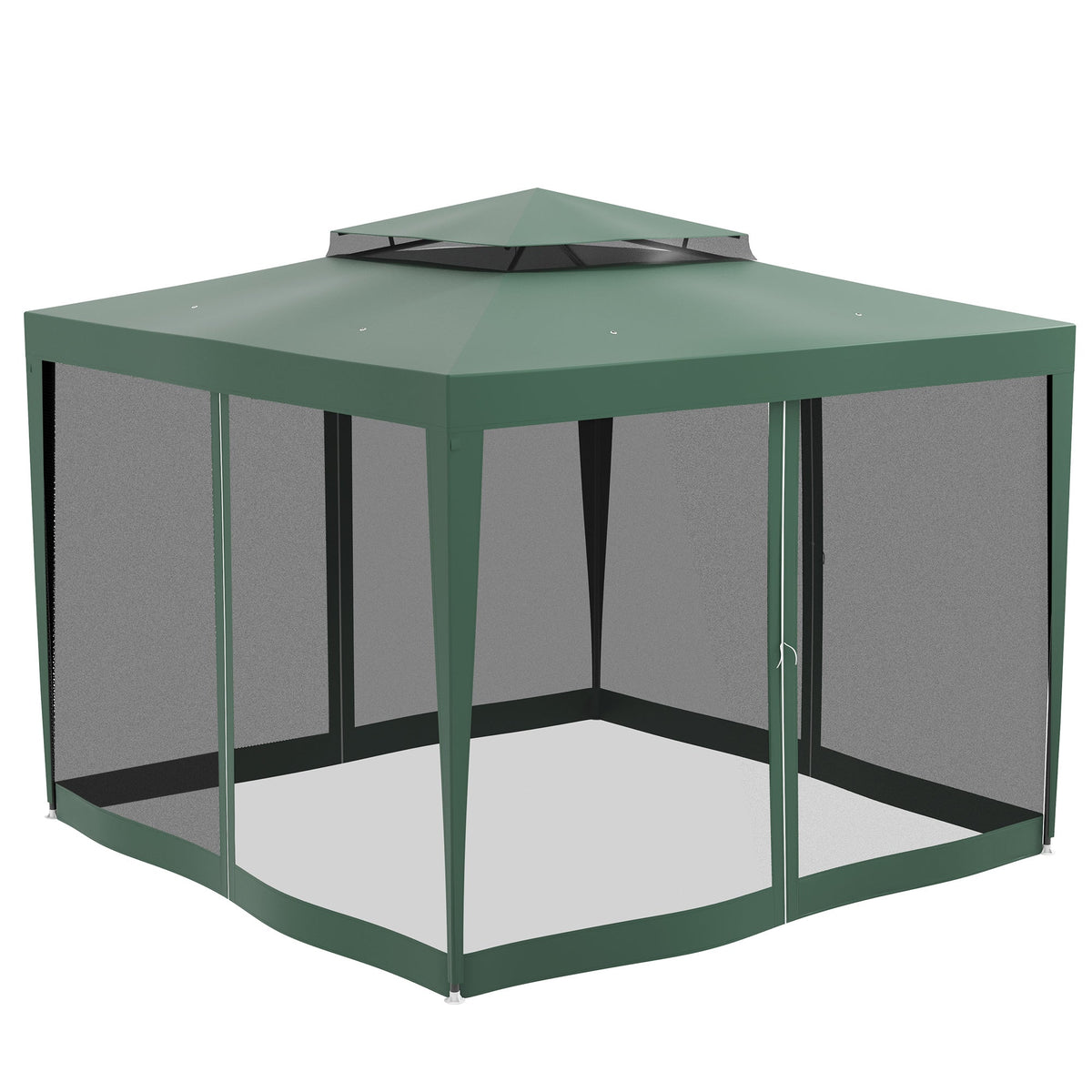 10' x 10' Canopy Tent with Mesh Netting and Double Tier Roof, Green