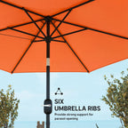 2.6 m Garden Parasol with Tilt, Crank, Vent & Aluminium Pole, Orange