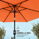 2.6 m Garden Parasol with Tilt, Crank, Vent & Aluminium Pole, Orange