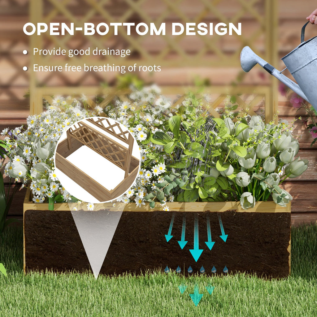 Wood Raised Garden Bed with Trellis, Roof and Privacy Screen, Natural