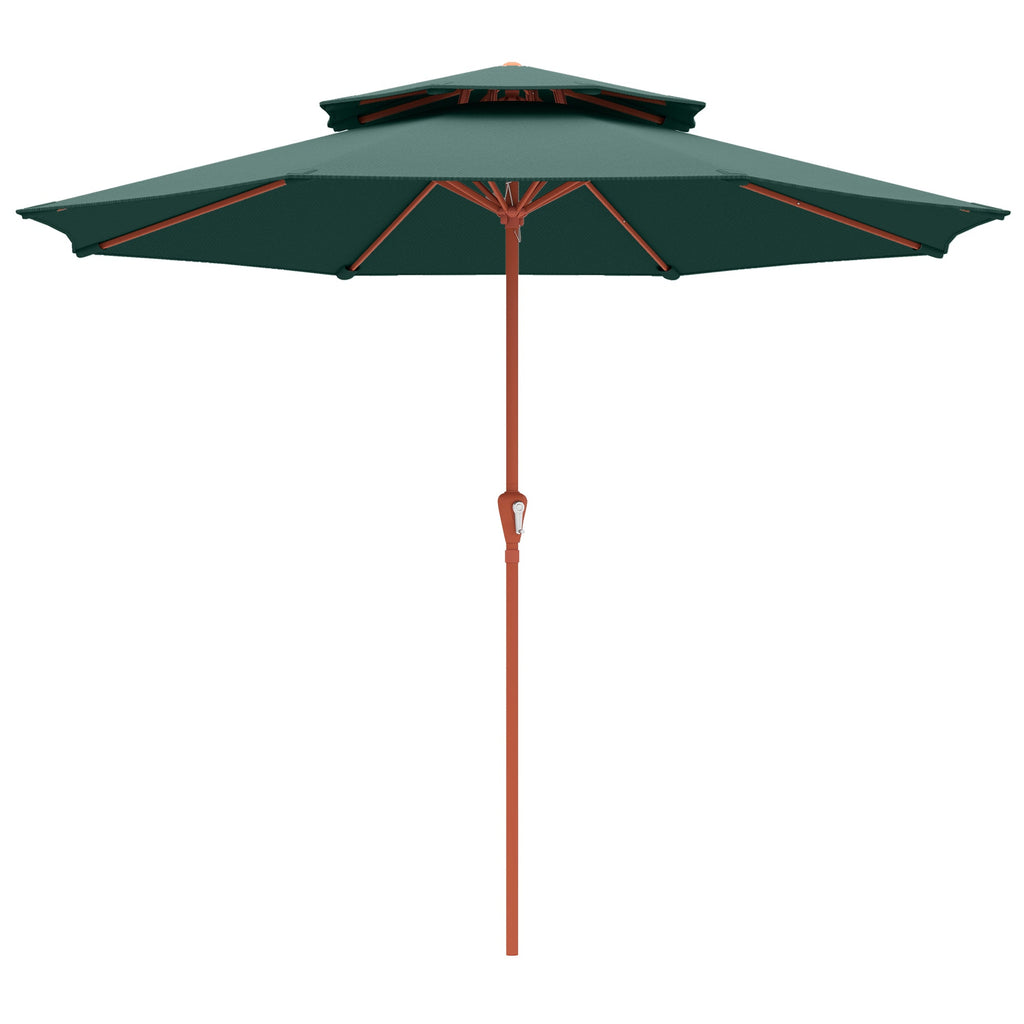 104'' x 104'' Patio Umbrella with Crank and Double Top, Green