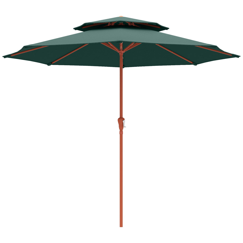 104'' x 104'' Patio Umbrella with Crank and Double Top, Green