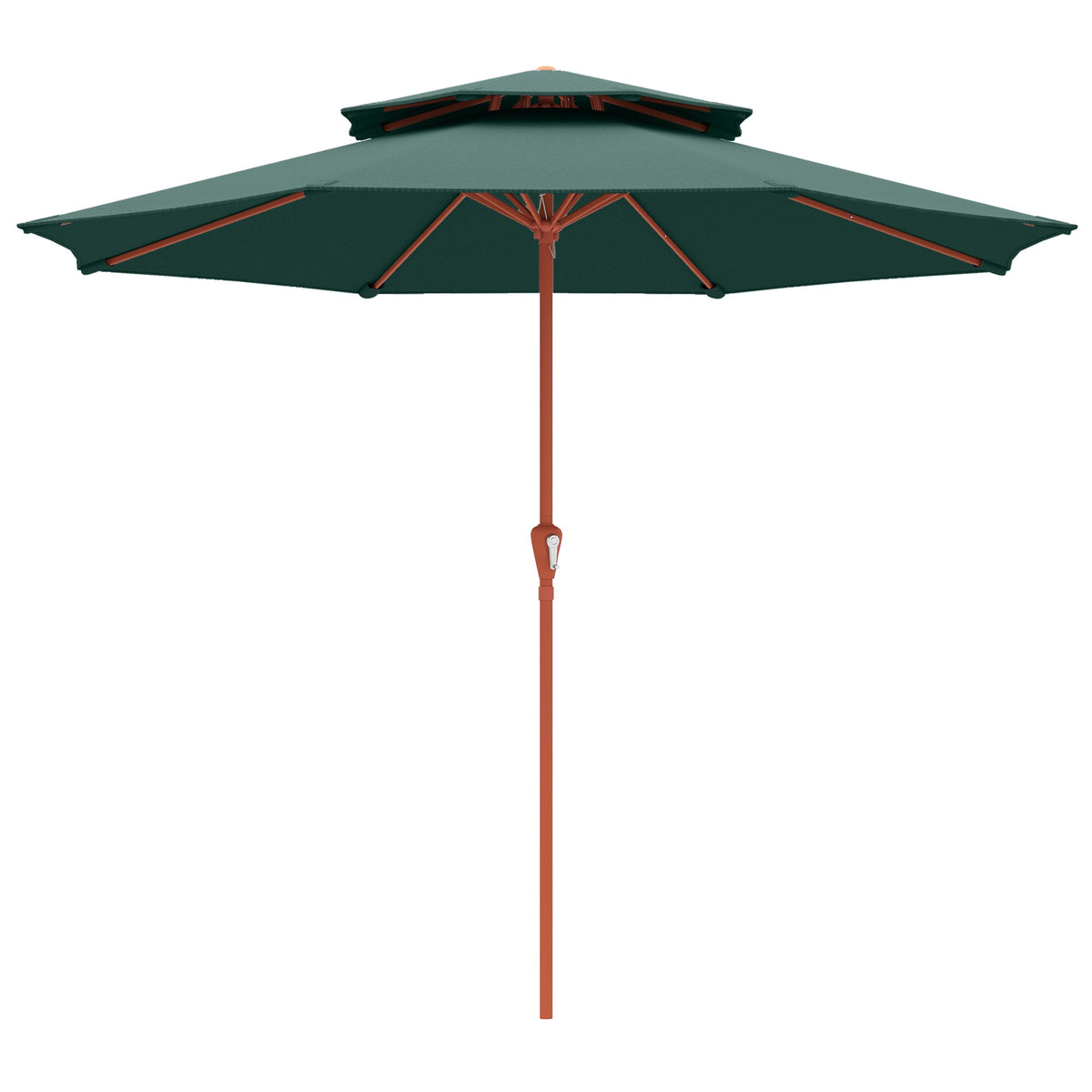 104'' x 104'' Patio Umbrella with Crank and Double Top, Green