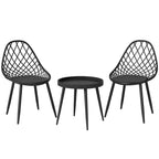 3-Piece Outdoor Bistro Set, 2 Chairs & Round Table, Weatherproof Metal, Black