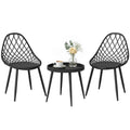 3-Piece Outdoor Bistro Set, 2 Chairs & Round Table, Weatherproof Metal, Black