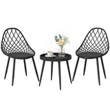 3-Piece Outdoor Bistro Set, 2 Chairs & Round Table, Weatherproof Metal, Black