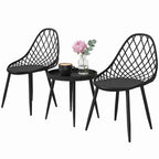 3-Piece Outdoor Bistro Set, 2 Chairs & Round Table, Weatherproof Metal, Black
