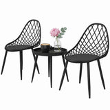3-Piece Outdoor Bistro Set, 2 Chairs & Round Table, Weatherproof Metal, Black