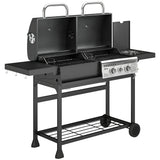 Dual Fuel BBQ Grill with Charcoal and 2+1 Gas Burners, Black