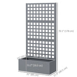35" x 16" x 70" Raised Garden Bed with Trellis and Privacy Screen, Grey Wood Effect