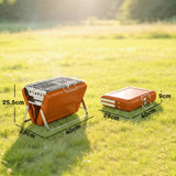 Folding Portable Charcoal BBQ Grill with Handle and Foldable Legs, Orange