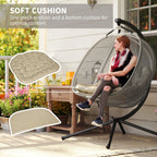 2-Person Double Egg Chair with Stand, 528 lbs Capacity, Cushioned Loveseat, Khaki