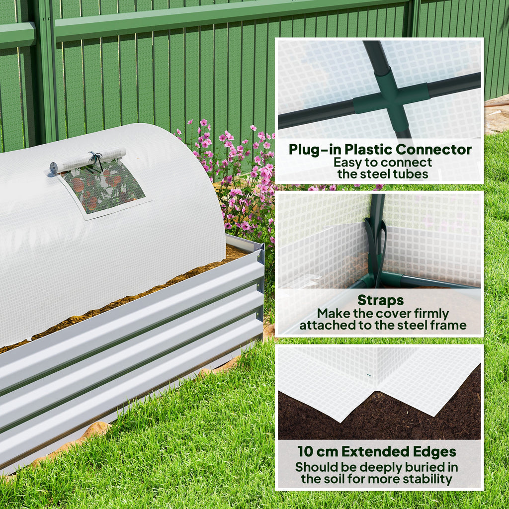 10' x 3' x 2' Portable Mini Greenhouse with 5 Mesh Windows, White