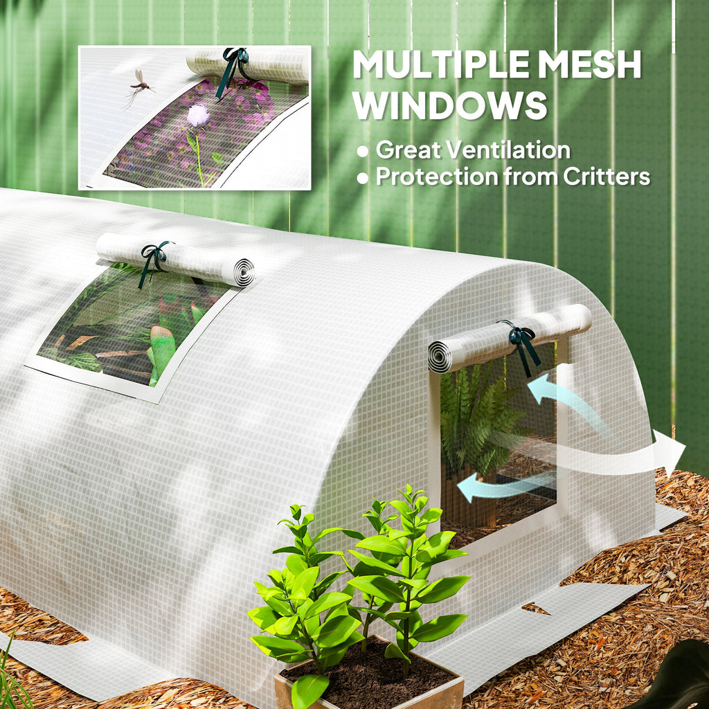10' x 3' x 2' Portable Mini Greenhouse with 5 Mesh Windows, White