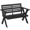 2 Seater Wooden Garden Bench with X-Frame Legs, Black