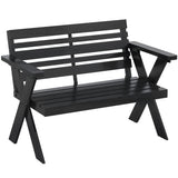 2 Seater Wooden Garden Bench with X-Frame Legs, Black