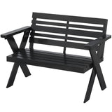 2 Seater Wooden Garden Bench with X-Frame Legs, Black