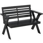 2 Seater Wooden Garden Bench with X-Frame Legs, Black