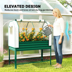 Galvanized Raised Garden Bed with Greenhouse Cover, Green
