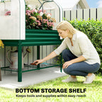 Galvanized Raised Garden Bed with Greenhouse Cover, Green