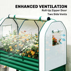 Galvanized Raised Garden Bed with Greenhouse Cover, Green