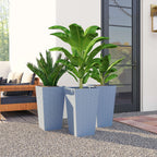 3 Piece 24" Tall Planters with Drainage Holes, Light Gray