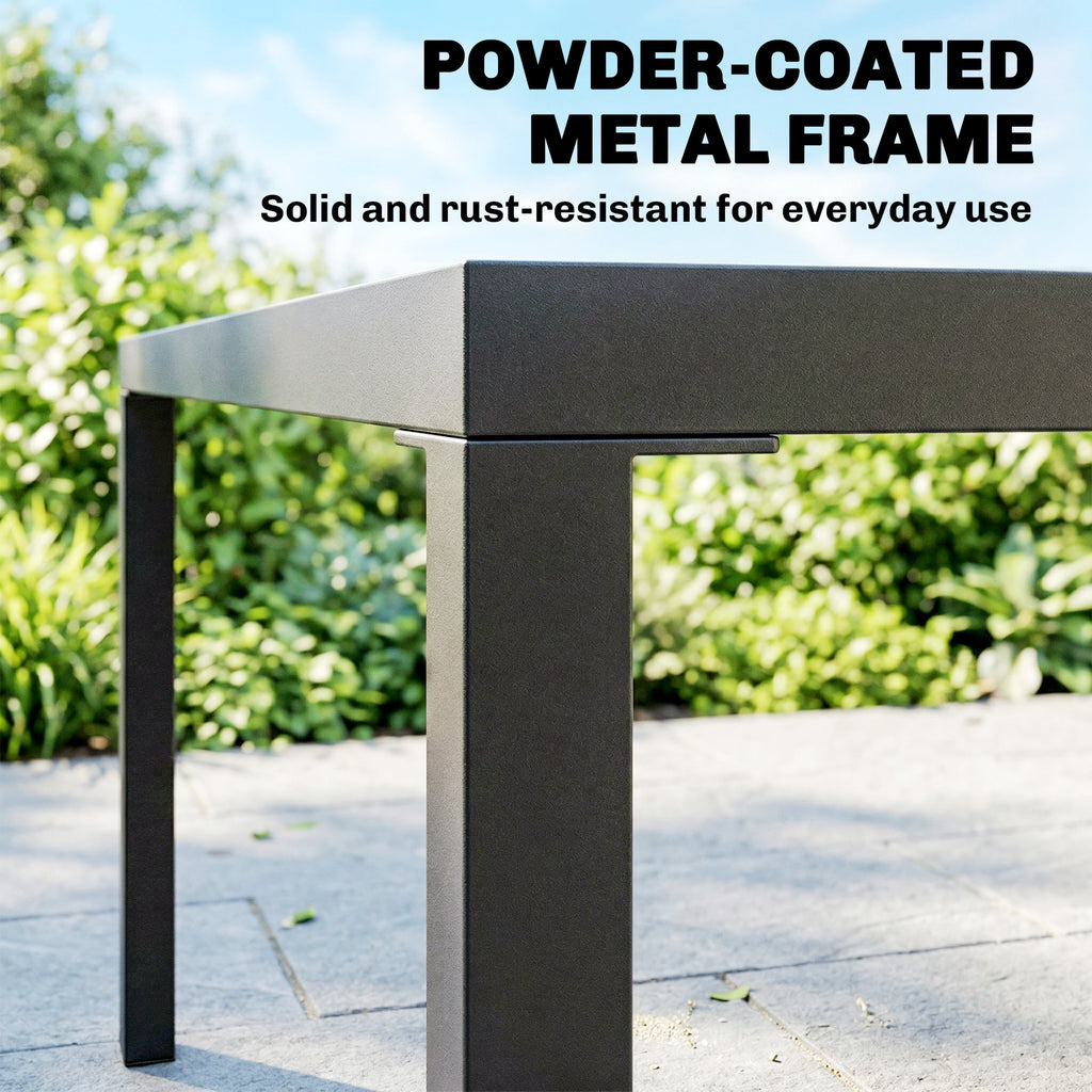 5-Piece Garden Dining Set, Square HDPE Table and Armrest Chairs for 4, Black