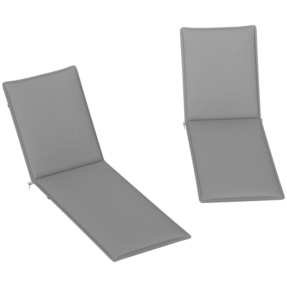 2-Piece Outdoor Lounge Chair Cushions, 76" x 23", Gray
