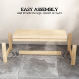 2 Seater Wooden Garden Bench with Curved Slatted Seat, Natural