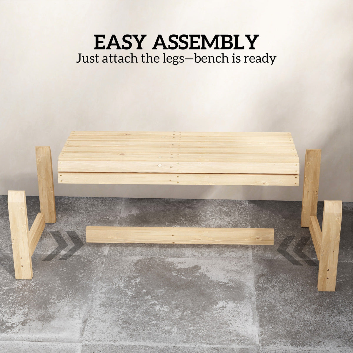 2 Seater Wooden Garden Bench with Curved Slatted Seat, Natural