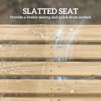2 Seater Wooden Garden Bench with Curved Slatted Seat, Natural