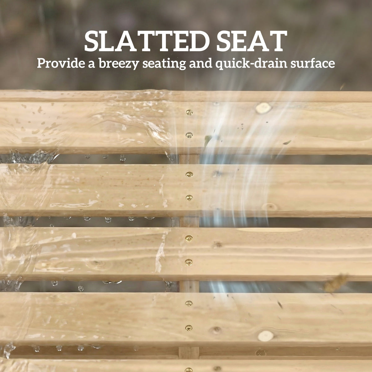 2 Seater Wooden Garden Bench with Curved Slatted Seat, Natural
