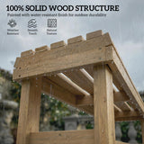 2 Seater Wooden Garden Bench with Curved Slatted Seat, Natural