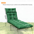 190 x 56 x 10cm Sun Lounger Cushions Set of 2, 220gsm UPF20+ Fabric with 6 Ties, Green