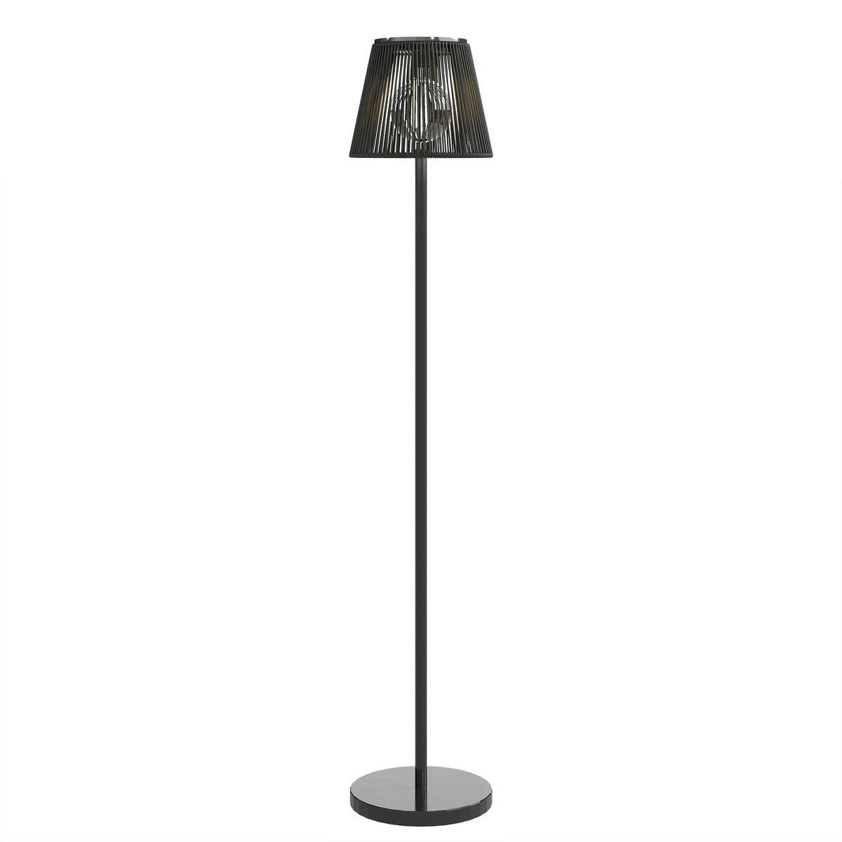 Outdoor Solar Floor Lamp with Light Sensor, Adjustable Height, Black