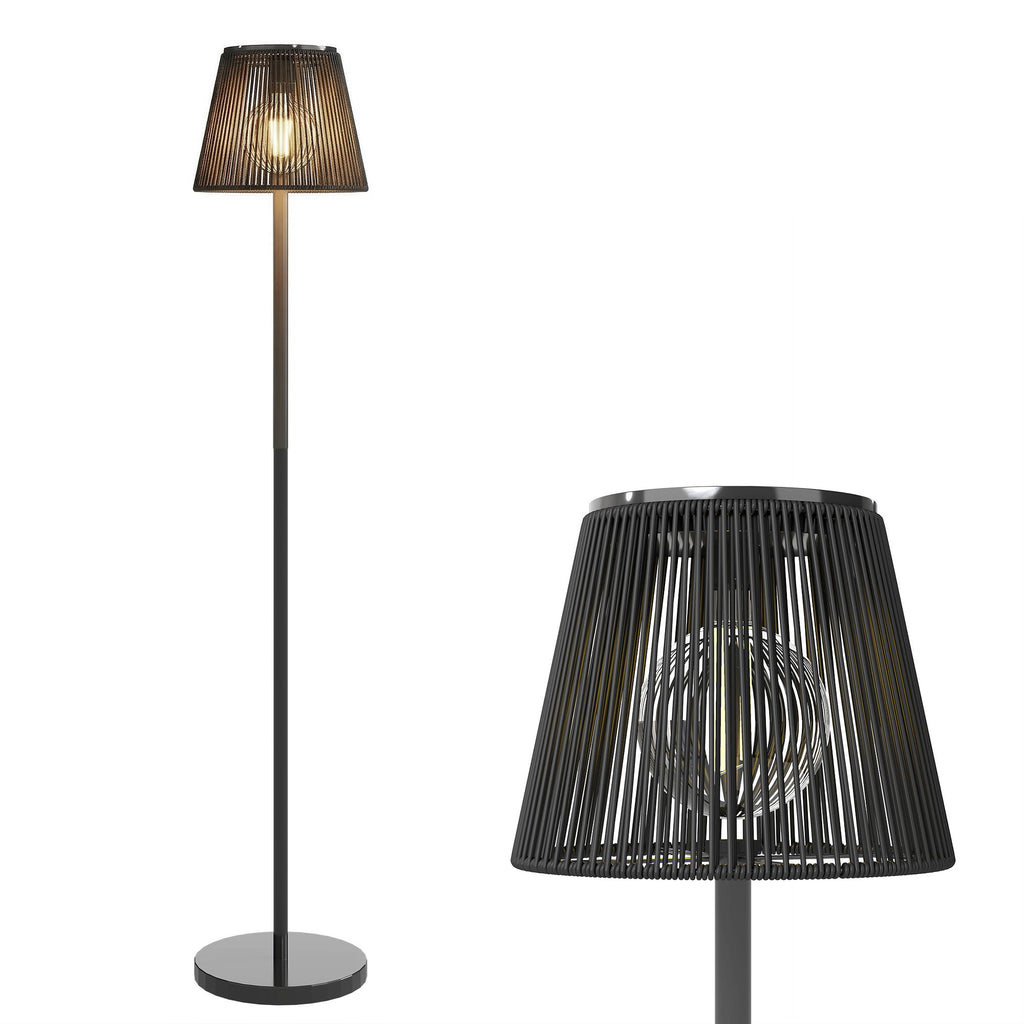 Outdoor Solar Floor Lamp with Light Sensor, Adjustable Height, Black