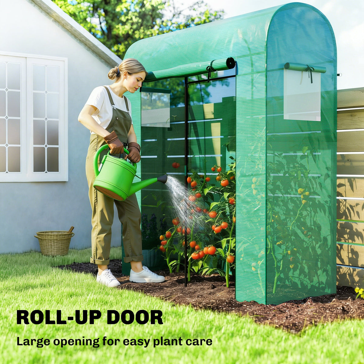 6' x 2' x 6.6' Mini Greenhouse with Roll-up Door, Green