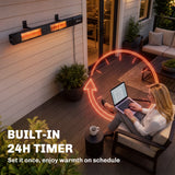 3000 W Electric Infrared Patio Heater, Wall-Mounted with 9 Heat Settings, Black