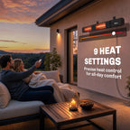 3000 W Electric Infrared Patio Heater, Wall-Mounted with 9 Heat Settings, Black