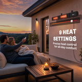 3000 W Electric Infrared Patio Heater, Wall-Mounted with 9 Heat Settings, Black