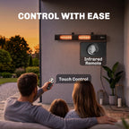 3000 W Electric Infrared Patio Heater, Wall-Mounted with 9 Heat Settings, Black