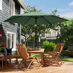 2.6 m Garden Parasol with Tilt, Crank, Vent & Aluminium Pole, Dark Green