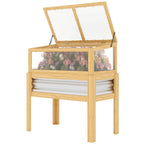 Raised Garden Bed with Detachable Greenhouse Top and Legs, Natural